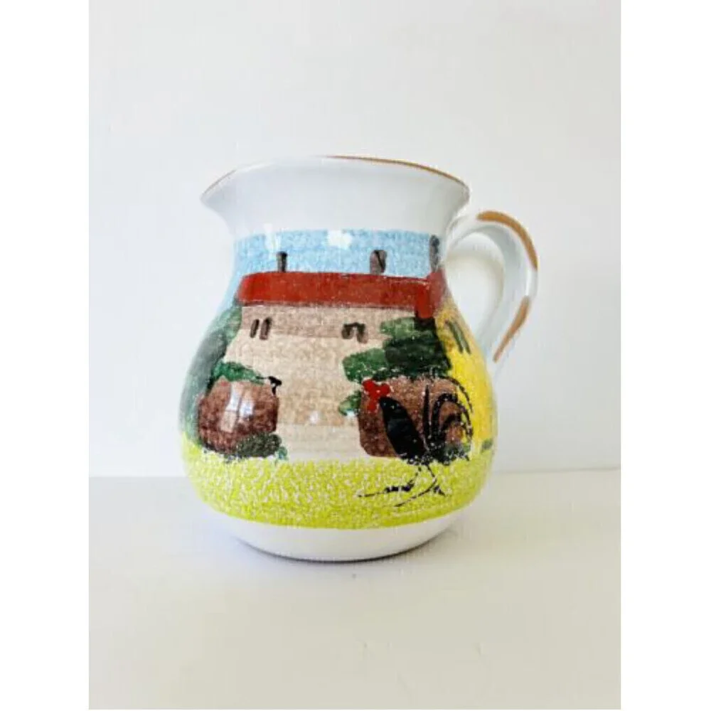 Sur la Table Pitcher Rooster Country farmhouse hand paint Italy jug